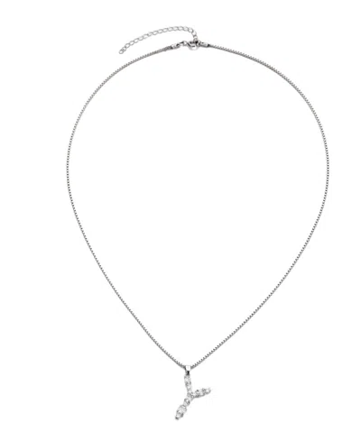 Adornia Silver Crystal Mixed Stone Initial Necklace