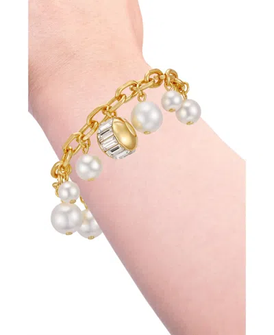 Vince Camuto Cultivated Pearl Crystal Charm Bracelet In Gold