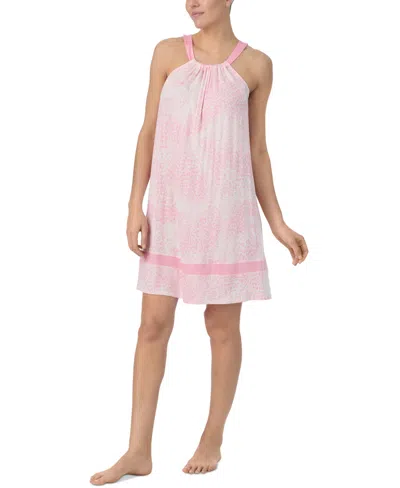 Ellen Tracy Women's Printed Sleeveless Halter Chemise
