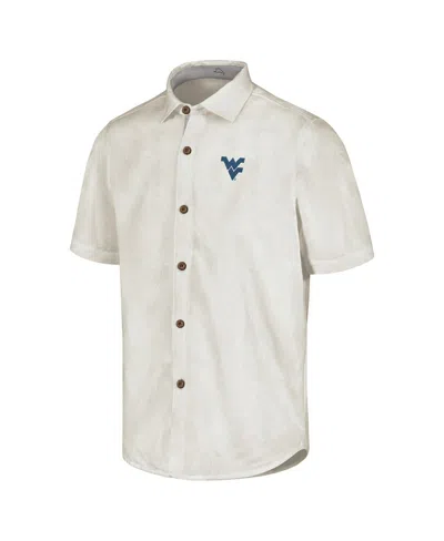 Tommy Bahama Men's White West Virginia Mountaineers Coconut Point Palm Vista Islandzone Camp Button-up Shirt In White