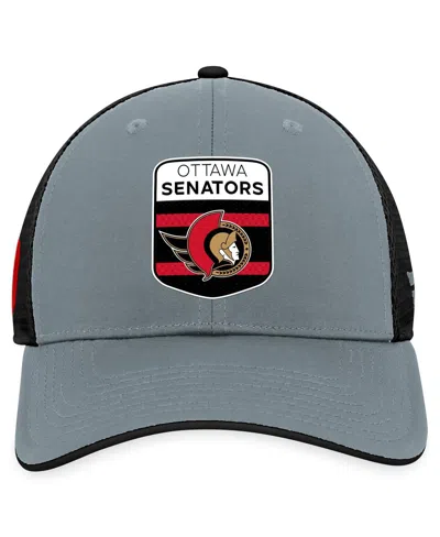 Fanatics Men's Gray/black Ottawa Senators Authentic Pro Home Ice Trucker Adjustable Hat