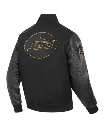 Pro Standard Men's Black New York Jets Full-zip Varsity Jacket In Black