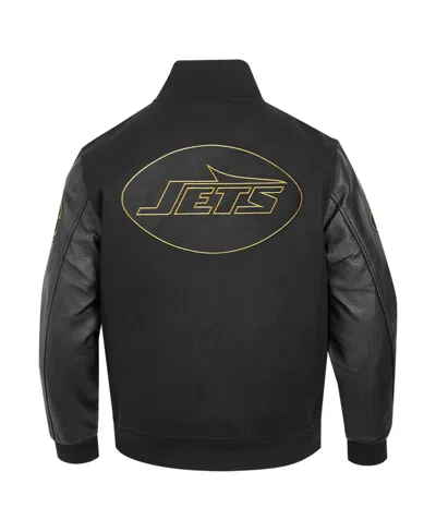 Pro Standard Men's Black New York Jets Full-zip Varsity Jacket In Black