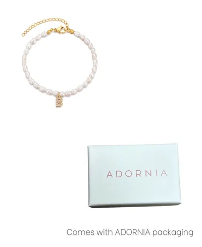 Adornia Gold Freshwater Cultivated Pearl Cubic Zirconia Letter Bracelet