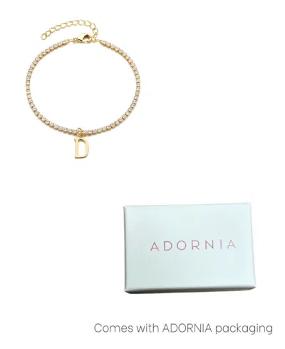 Adornia Gold Crystal Initial Charm Tennis Bracelet