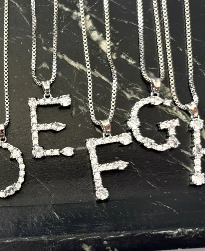 Adornia Silver Crystal Mixed Stone Initial Necklace