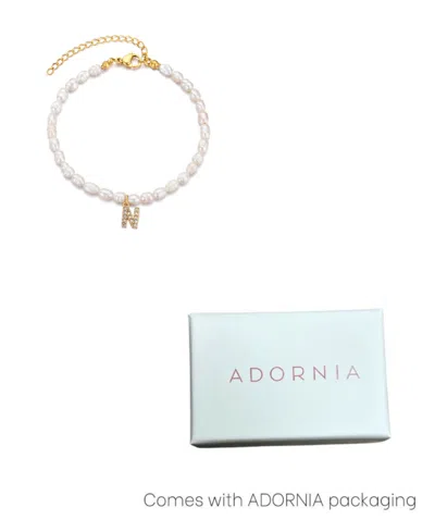 Adornia Gold Freshwater Cultivated Pearl Cubic Zirconia Letter Bracelet