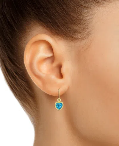 Macy's Gemstone Heart Drop Earrings In 10k Yellow Gold (also In 10k White Gold)