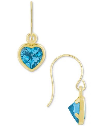 Macy's Gemstone Heart Drop Earrings In 10k Yellow Gold (also In 10k White Gold)
