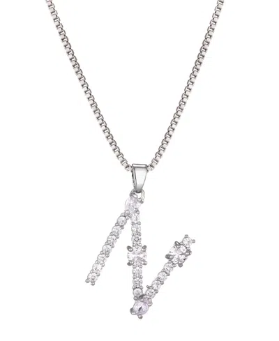 Adornia Silver Crystal Mixed Stone Initial Necklace
