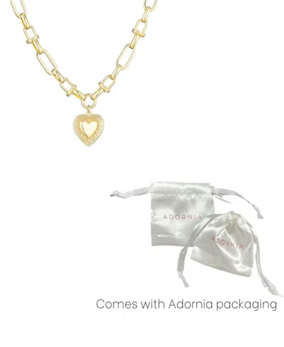 Adornia Gold Chunky Mixed Link Chain Fluted Heart Necklace