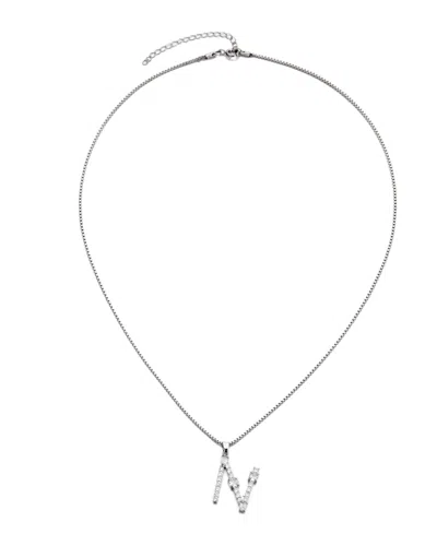 Adornia Silver Crystal Mixed Stone Initial Necklace