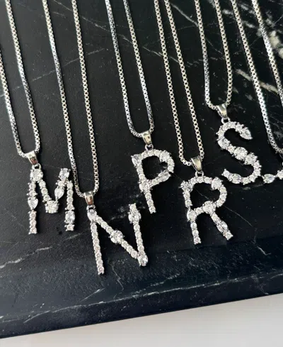 Adornia Silver Crystal Mixed Stone Initial Necklace