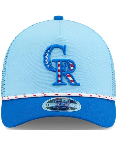 New Era Men's Light Blue/blue Colorado Rockies 2025 Fourth Of July 9forty A-frame M-crown Adjustable Trucker