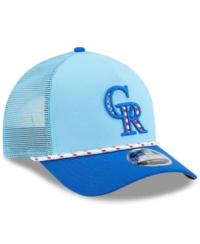 New Era Men's Light Blue/blue Colorado Rockies 2025 Fourth Of July 9forty A-frame M-crown Adjustable Trucker