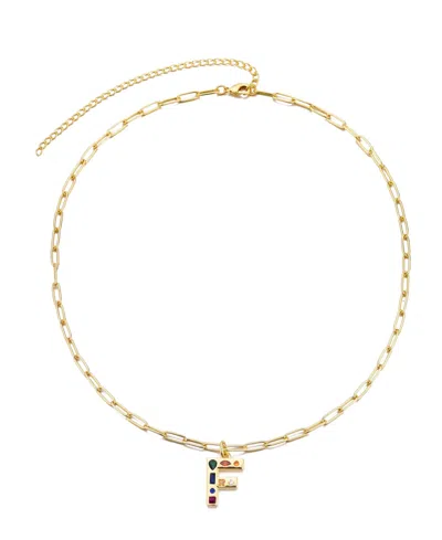 Adornia Gold Crystal Funky Initial Paperclip Chain Necklace