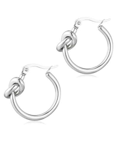 Adornia Stainless Steel Knot Hoop Earrings