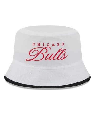 New Era Men's White/black Chicago Bulls 2025 Nba Draft Nylon Bucket Hat