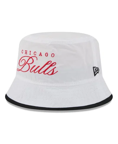 New Era Men's White/black Chicago Bulls 2025 Nba Draft Nylon Bucket Hat