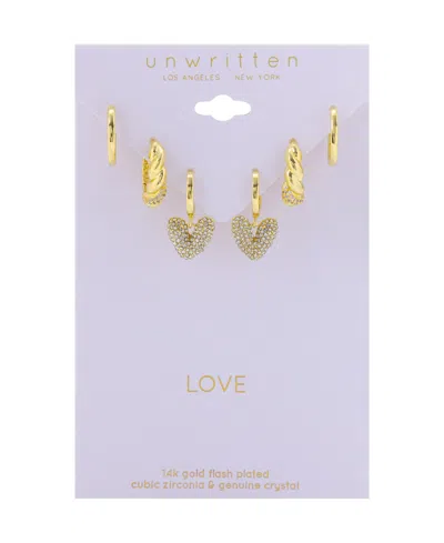Unwritten Crystal Trio Huggie Hoop Earring Set