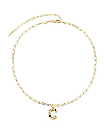Adornia Gold Crystal Funky Initial Paperclip Chain Necklace