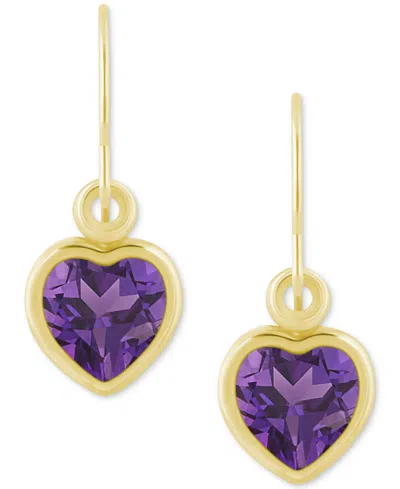 Macy's Gemstone Heart Drop Earrings In 10k Yellow Gold (also In 10k White Gold)