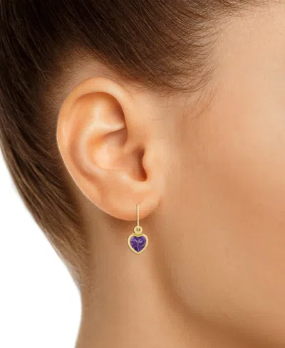 Macy's Gemstone Heart Drop Earrings In 10k Yellow Gold (also In 10k White Gold)