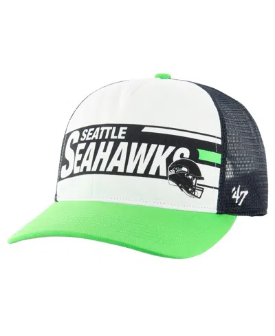 47 Brand Big Boys And Girls White/neon Green Seattle Seahawks Trucker Adjustable Hat In Green