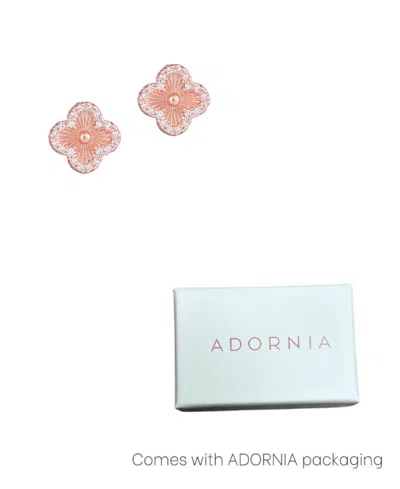 Adornia 14k Rose Gold Plated Button Clover Cz Halo Stud Earrings