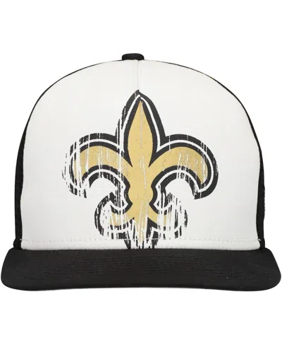 New Era Big Boys And Girls White/black New Orleans Saints Distressed 9fifty A-frame Snapback Hat In White