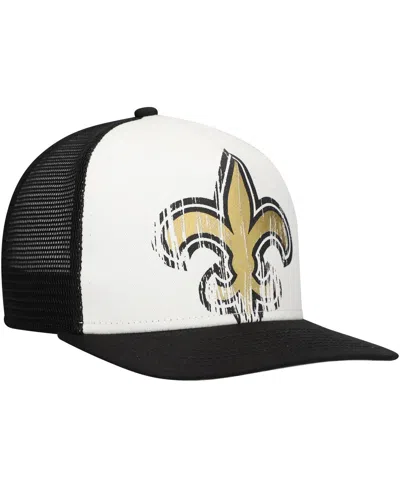 New Era Big Boys And Girls White/black New Orleans Saints Distressed 9fifty A-frame Snapback Hat In White