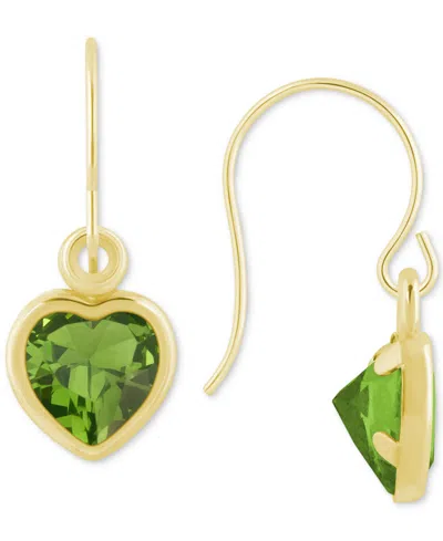 Macy's Gemstone Heart Drop Earrings In 10k Yellow Gold (also In 10k White Gold)