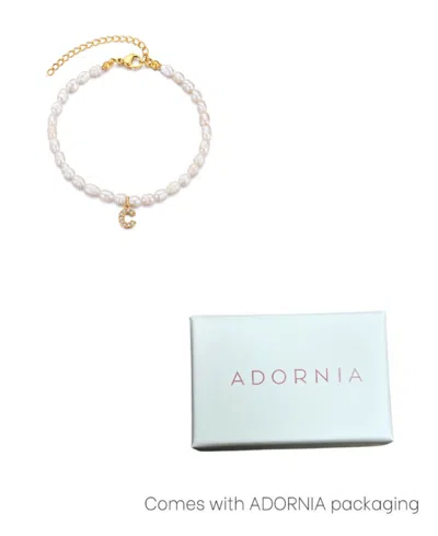 Adornia Gold Freshwater Cultivated Pearl Cubic Zirconia Letter Bracelet