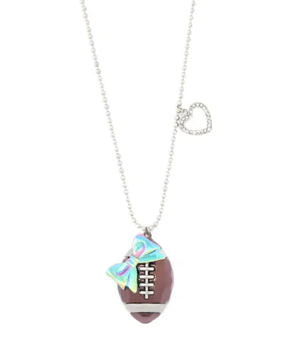 Betsey Johnson Faux Stone Kick Off Football Pendant Necklace