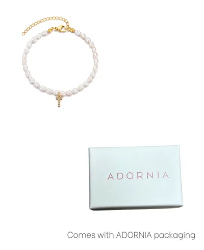 Adornia Gold Freshwater Cultivated Pearl Cubic Zirconia Letter Bracelet In Multi