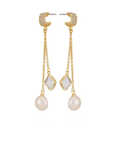 Vince Camuto Gold-tone Cultivated Pearl Dangle Earrings