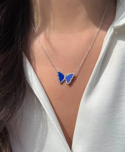 Kamaria Butterfly Necklace With Lab-grown Opal In Sterling Silver