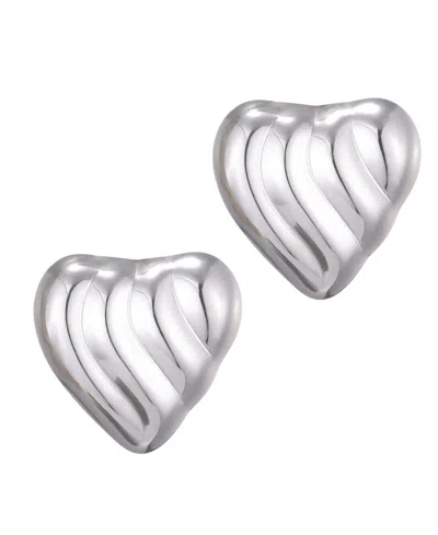 Adornia Silver Plated Heart Statement Stud Earrings