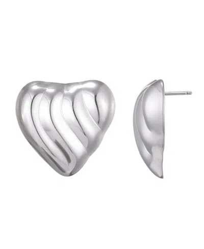 Adornia Silver Plated Heart Statement Stud Earrings