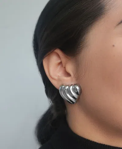 Adornia Silver Plated Heart Statement Stud Earrings