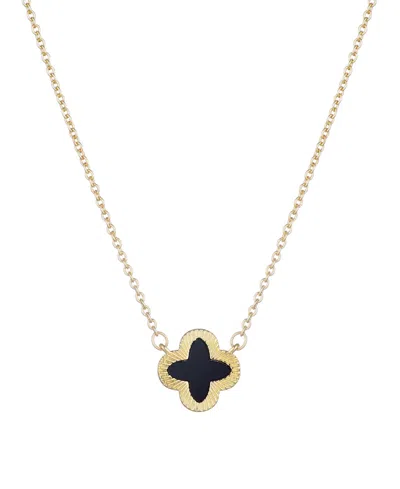 Adornia 14k Gold Plated Fluted Edge Black Clover Necklace