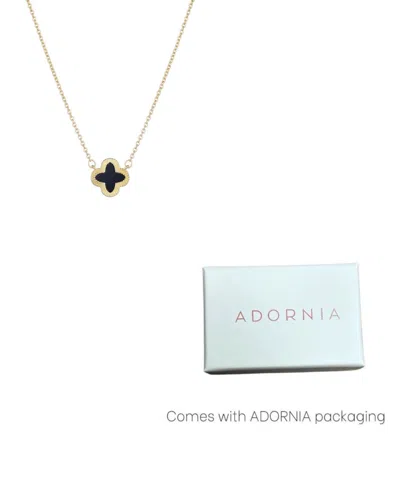 Adornia 14k Gold Plated Fluted Edge Black Clover Necklace