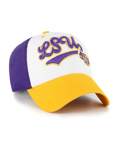 47 Brand Big Boys And Girls White Lsu Tigers Scooter Clean Up Adjustable Hat In Yellow