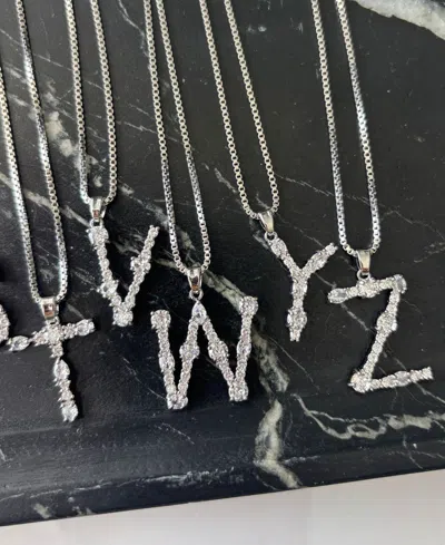 Adornia Silver Crystal Mixed Stone Initial Necklace