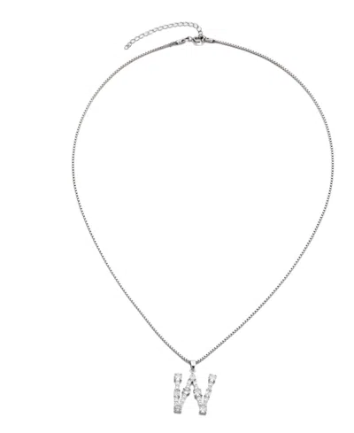Adornia Silver Crystal Mixed Stone Initial Necklace