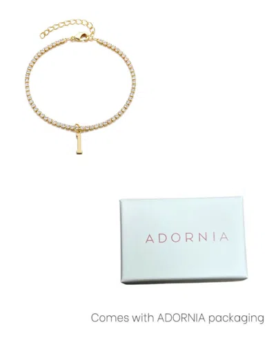 Adornia Gold Crystal Initial Charm Tennis Bracelet