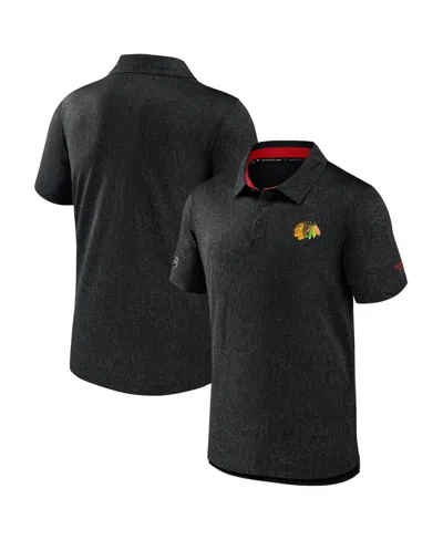 Fanatics Men's Black Chicago Blackhawks Authentic Pro Jacquard Polo Shirt In Black
