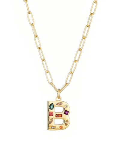 Adornia Gold Crystal Funky Initial Paperclip Chain Necklace