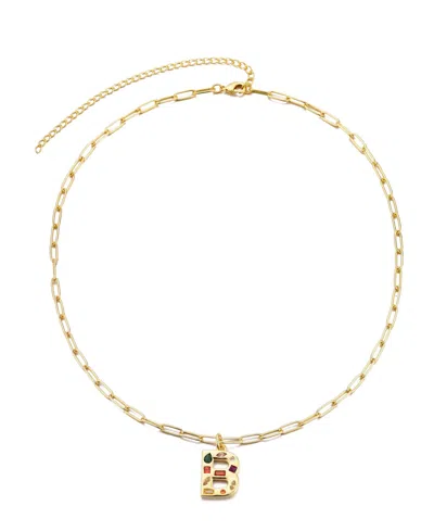Adornia Gold Crystal Funky Initial Paperclip Chain Necklace