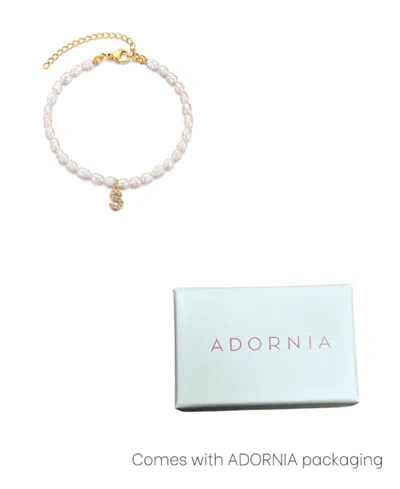 Adornia Gold Freshwater Cultivated Pearl Cubic Zirconia Letter Bracelet
